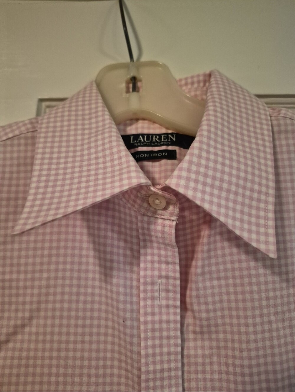 Lauren Ralph Lauren Pink Gingham Button-Up Shirt Size S | Non-Iron | Like New